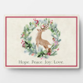 水の色のクリスマスリースと鹿カスタムの フォトプラーク (正面)