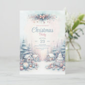 水の色のクリスマス招待カード 招待状 (スタンド正面)