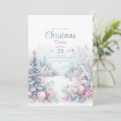 水の色のクリスマス招待カード 招待状 (スタンド正面)