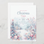 水の色のクリスマス招待カード 招待状 (正面/裏面)
