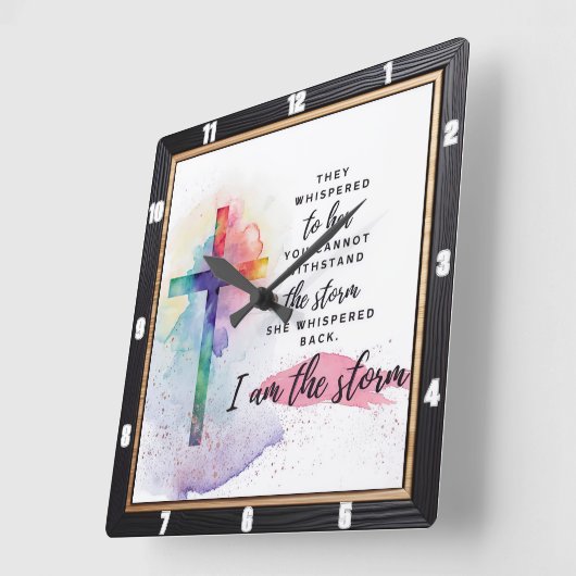 水の色のクロス力を与える嵐 スクエア壁時計 (傾斜)