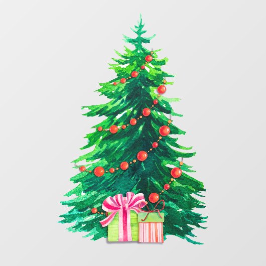 水の色のク絵を描リスマスツリーのプレゼント ウィンドウサイン (シート)