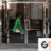 水の色のク絵を描リスマスツリーのプレゼント ウィンドウサイン (オフィスドア)