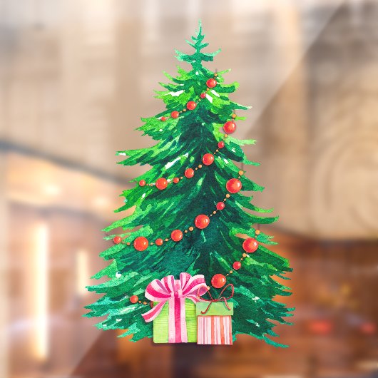 水の色のク絵を描リスマスツリーのプレゼント ウィンドウサイン (シート2)