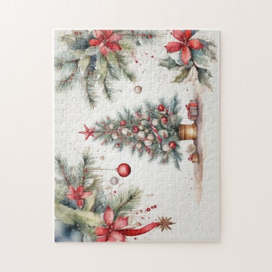 水の色のク飾リスマスツリー ジグソーパズル (縦)