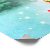 水の色のク飾リスマスツリー ポスター (角)