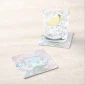 水の色のグリッターマーメイドザシーパーティー スクエアペーパーコースター (インサイチュ)