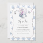 水の色のグリッターユニコーンクリスマスsipと参照 招待状 (正面)