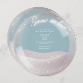 水の色のグリッター雪の愛のブライダルシャワー 招待状 (正面/裏面)