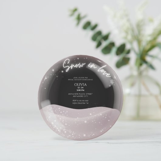 水の色のグリッター雪の愛のブライダルシャワー 招待状 (スタンド正面)