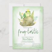 水の色のグリーンカエルカエル – 味の赤ちゃんシャワー 招待状 (正面)