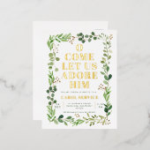 水の色のグリーンリー教会クリスマスカロルサービス 箔シーズンポストカード (正面/裏面)