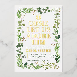 水の色のグリーンリー教会クリスマスカロルサービス 箔招待状
