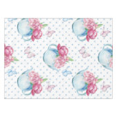 水の色のケトルの牡丹 テーブルクロス (正面(横))