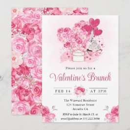 水の色のケーキとギフトバレンタインのブランチ 招待状