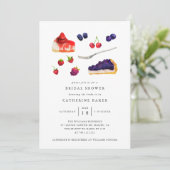 水の色のケーキとフルーツ甘いブライダルシャワー 招待状 (スタンド正面)