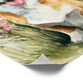 水の色のコルギ野花のポスター – かわいい花 ポスター (角)