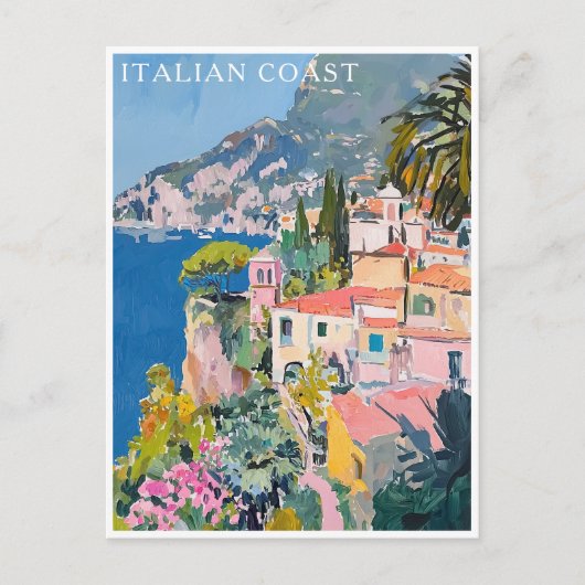 水の色のコーストイタリアンイタリアの風景 ポストカード (正面)