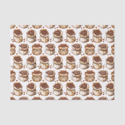 水の色のコーヒー豆のバッグパターンの分離 薄葉紙 (正面)