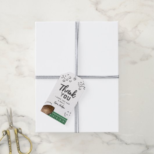 水の色のサッカーありがとう ギフトタグ (より糸付き)