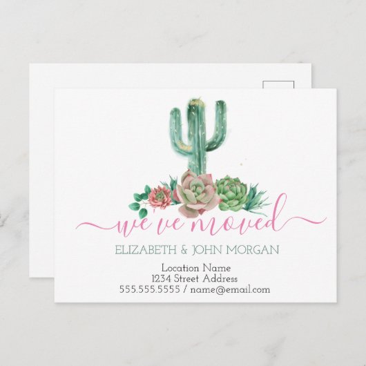 水の色のサボテンの多肉性を移動 案内ポストカード (正面/裏面)