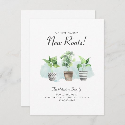 水の色のサボテン植え新しい根を移動 案内状 (正面/裏面)