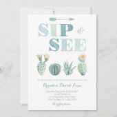 水の色のサボテン、ギンガムの少年のためにsipと見る 招待状 (正面)