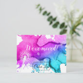 水の色のサロンモダンの新しいアドレスを移動 案内ポストカード (スタンド正面)