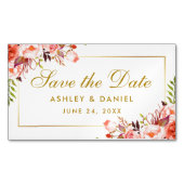 水の色のサンゴフローラ日付のミニマグネットを保存 マグネット名刺 (正面)