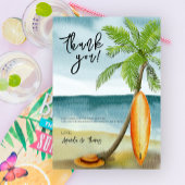 水の色のサーフボードオンビーチ感謝してい- you サンキューカード
