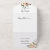 水の色のシンプルフローラミニマルのほこりっぽいピンクすべて オールインワン招待状 (外側)