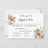 水の色のシンプルフローラミニマルのほこりっぽいピンクすべて 出欠カード (正面)