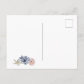 水の色のシーシェルビーチ結婚式日付の保存 ポストカード (裏面)