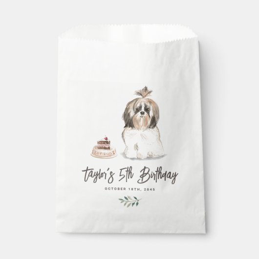 水の色のシーズー（犬）Tzu犬誕生日ありがとう フェイバーバッグ (正面)