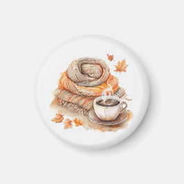 水の色のスカーフとコーヒーマグ マグネット