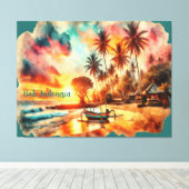 水の色のスケッチバリインドネシアトロピカル | キャンバスプリント (インサイチュ (ウッドフロア))