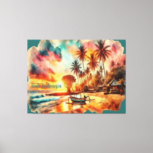 水の色のスケッチバリインドネシアトロピカル | キャンバスプリント (正面)