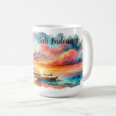 水の色のスケッチバリインドネシアトロピカル | コーヒーマグカップ (正面右)