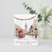 水の色のスケッチビッグベンロンドン旅行クリスマス シーズンポストカード (スタンド正面)