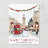 水の色のスケッチビッグベンロンドン旅行クリスマス シーズンポストカード (正面)