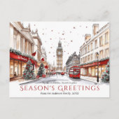 水の色のスケッチビッグベンロンドン旅行クリスマス シーズンポストカード (正面)