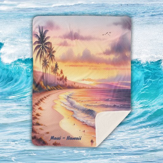 水の色のスケッチマウイハワイカラフル | シェルパブランケット