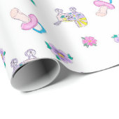 水の色のスケッチ赤ちゃんシャワーおもちゃの乳首カートー ラッピングペーパー (ロールコーナー)