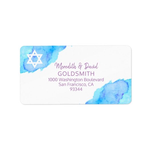 水の色のスターのデビッドバルミツワーリターンRSVP ラベル (正面)