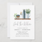 水の色のストックモダンキッチンカップルのシャワー 招待状 (正面)