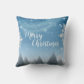 水の色のスノーフレークのクリスマスツリーメリーホリデーパーティー クッション (裏面)