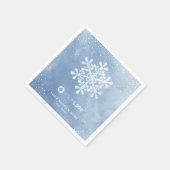 水の色のスノーフレーク会社のロゴブルー・クリスマス スタンダードカクテルナプキン (角)
