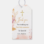 水の色のスプラッシュ最初の聖感謝してい聖交与 ギフトタグ (正面)