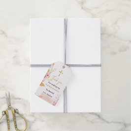 水の色のスプラッシュ最初の聖感謝してい聖交与 ギフトタグ