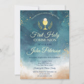 水の色のスプラッ絵を描シュ最初の聖餐式 招待状 (正面)